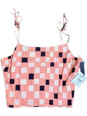 NWT O'Neill Medium Orange and Cream Geometric Crop Top - Laura